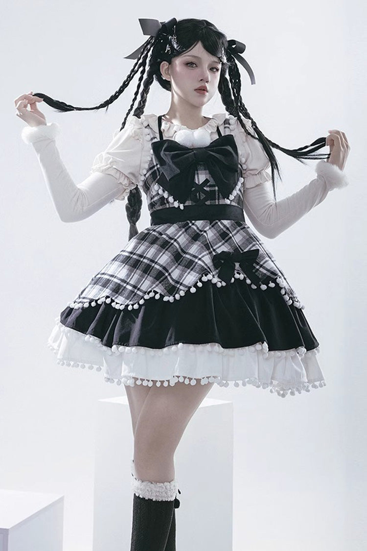 Autumn Winter Multi-Layer Ruffle JSK Dress with Bow