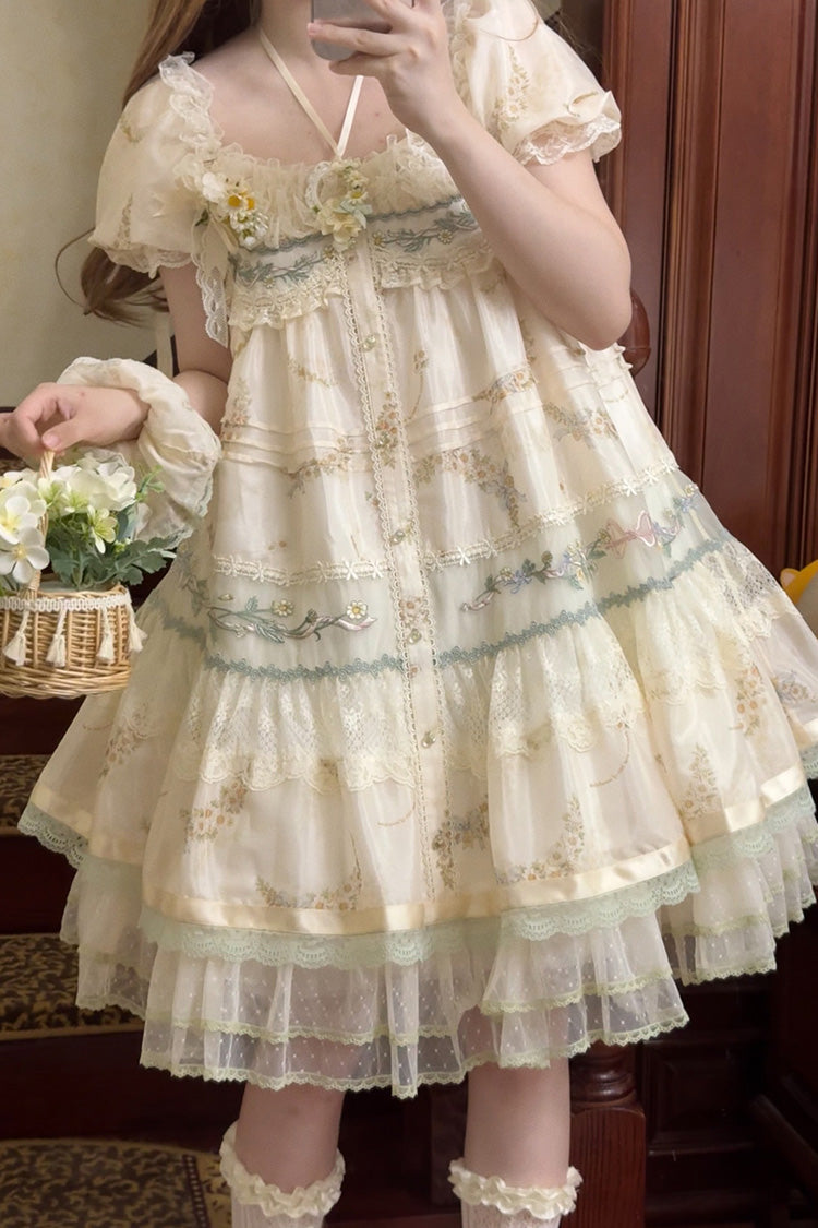 Princess Lolita Dress with Hollow Embroidery and Lace