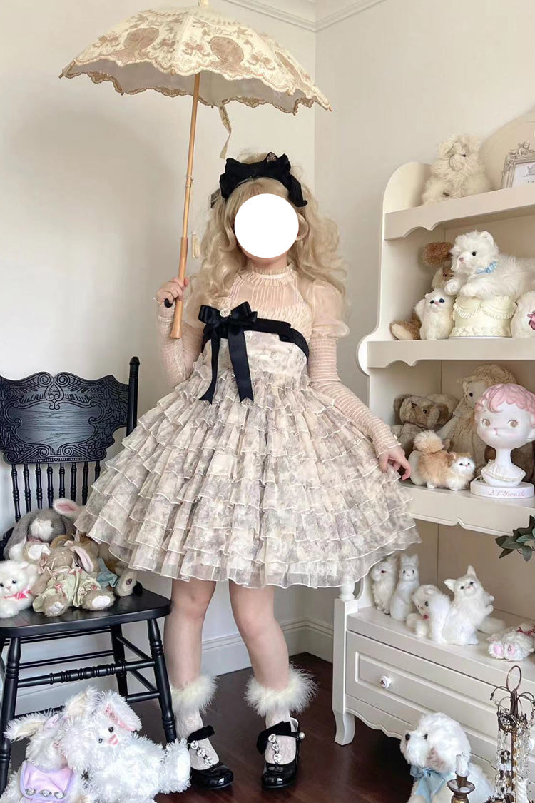 Wonderland Travels Multi-Layered Ruffled Bow Sweet Tiered Dress