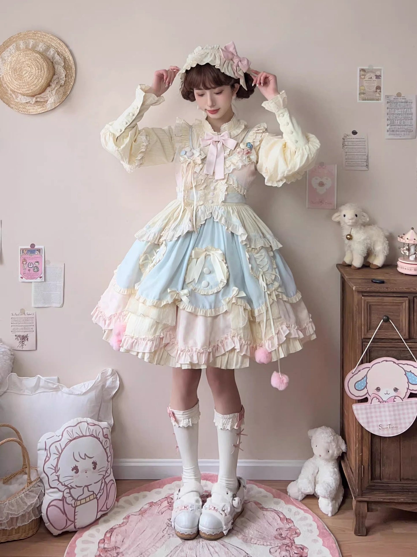 Short Version Sweet Lolita JSK with Lace and Bow