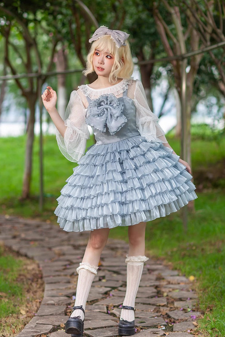 Plaid Print Ruffled Bow Sweet Tiered Dress - 3 Variants
