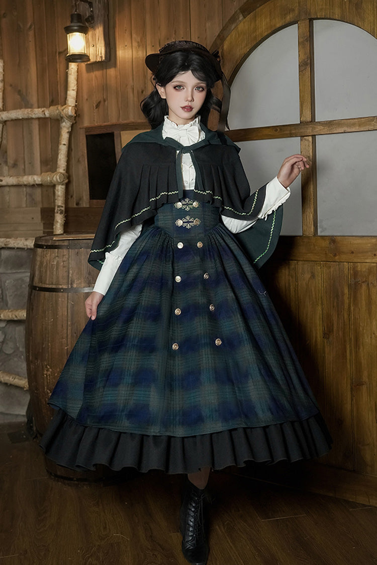 Berlin's Letter Double-Layered Plaid Ruffle Bowknot College Strap Dress