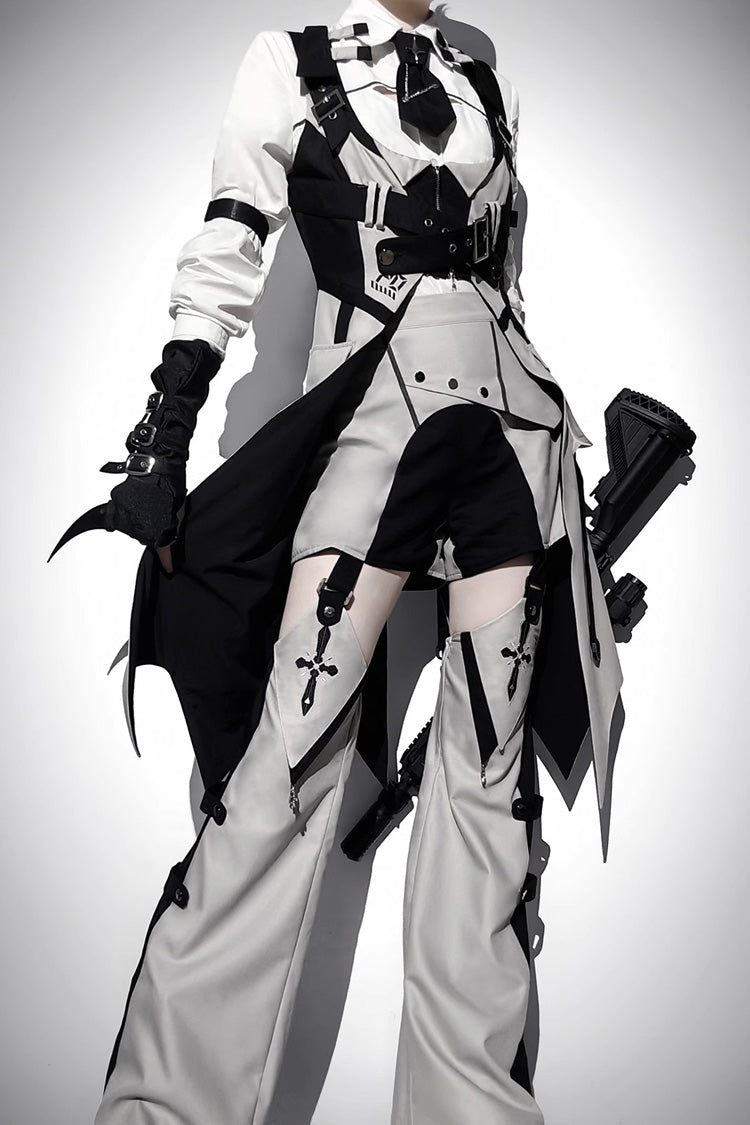 Black/White Color-Block Sci-Fi Lolita Blouse