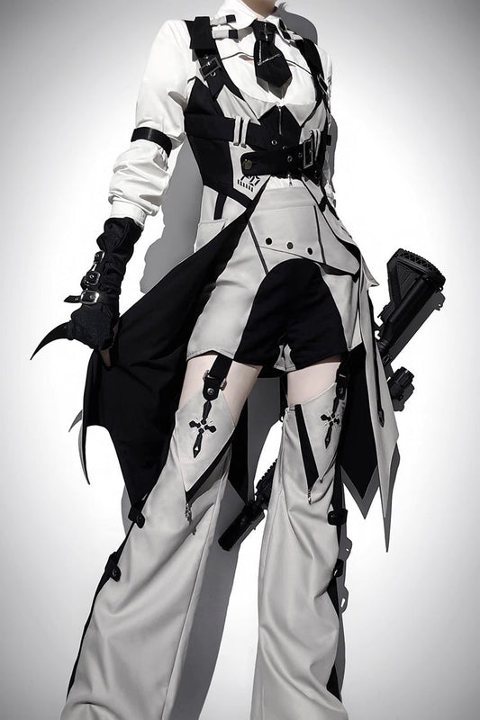 Black/White Color-Block Sci-Fi Lolita Blouse