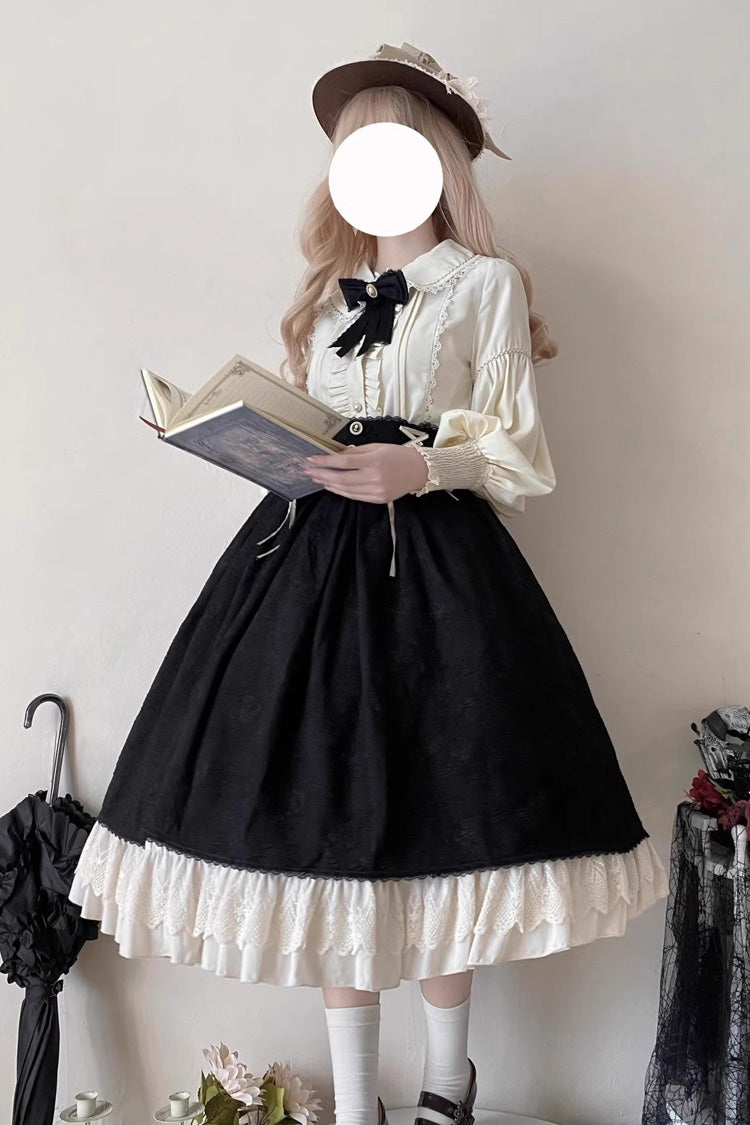 Black Heart of Rose High Waisted Ruffle Lace-Up Vintage Palace Skirt