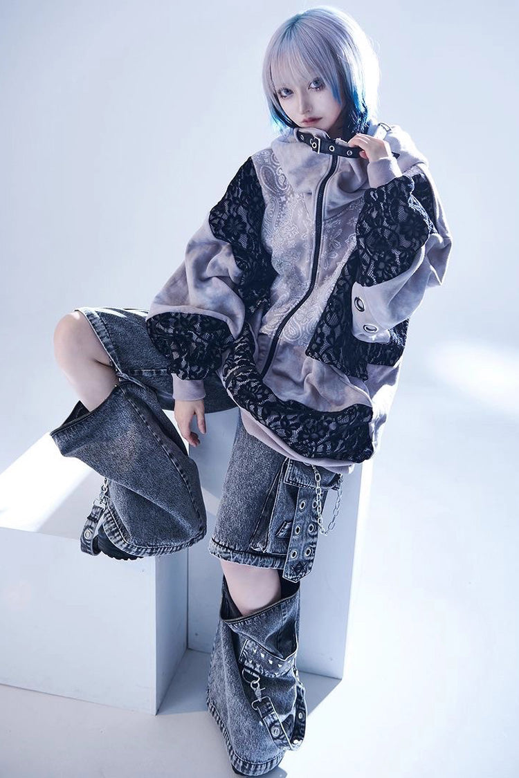 Jirai Kei Rivet Punk Japanese Straight-Leg Jeans