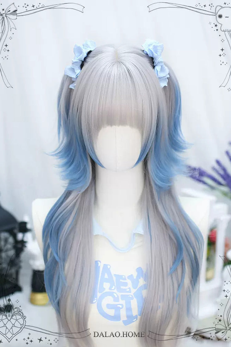 Natural Long Curly Sweet Lolita Wig in Blue-Grey