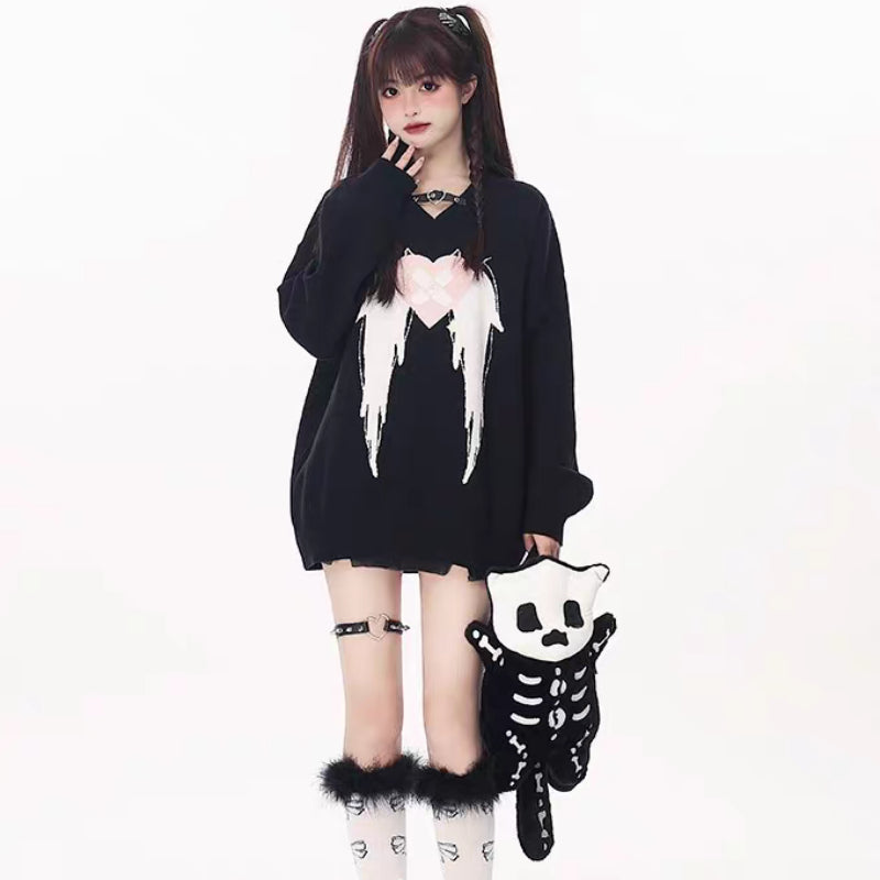 Cool Heart Wing Versatile Sweater MK Kawaii Store