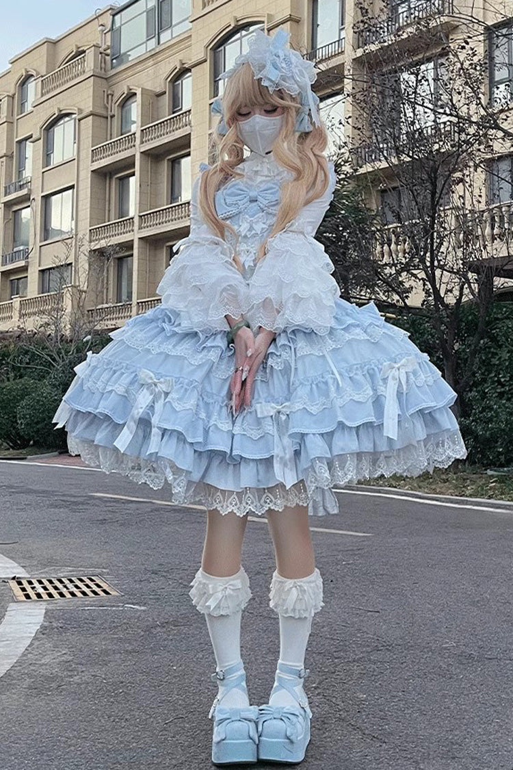 Multi-Layer Ruffle Sweet Lolita JSK Dress with Bow and Lace