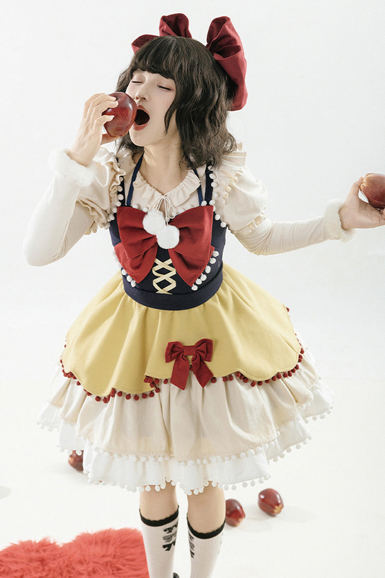 Sweet Lolita Blouse with Puff Sleeves and Hair Ball Tie, 4 Colors