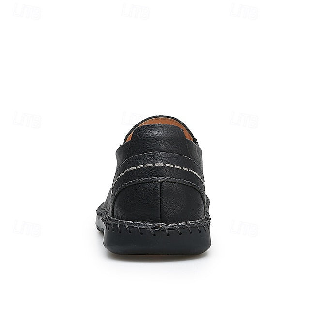 Moccasins Leather Genuine – Men's Beige Faux Handmade