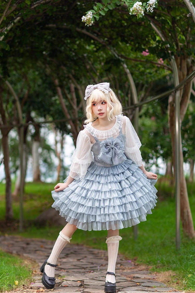 Plaid Print Ruffled Bow Sweet Tiered Dress - 3 Variants