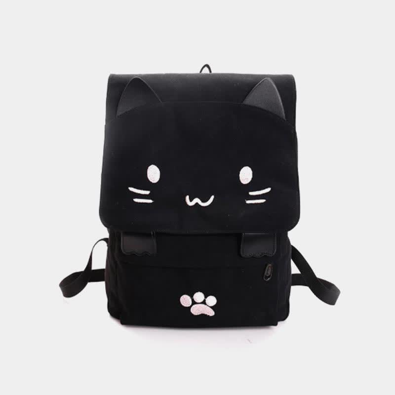 Cute Cat Paw College Black Backpacks