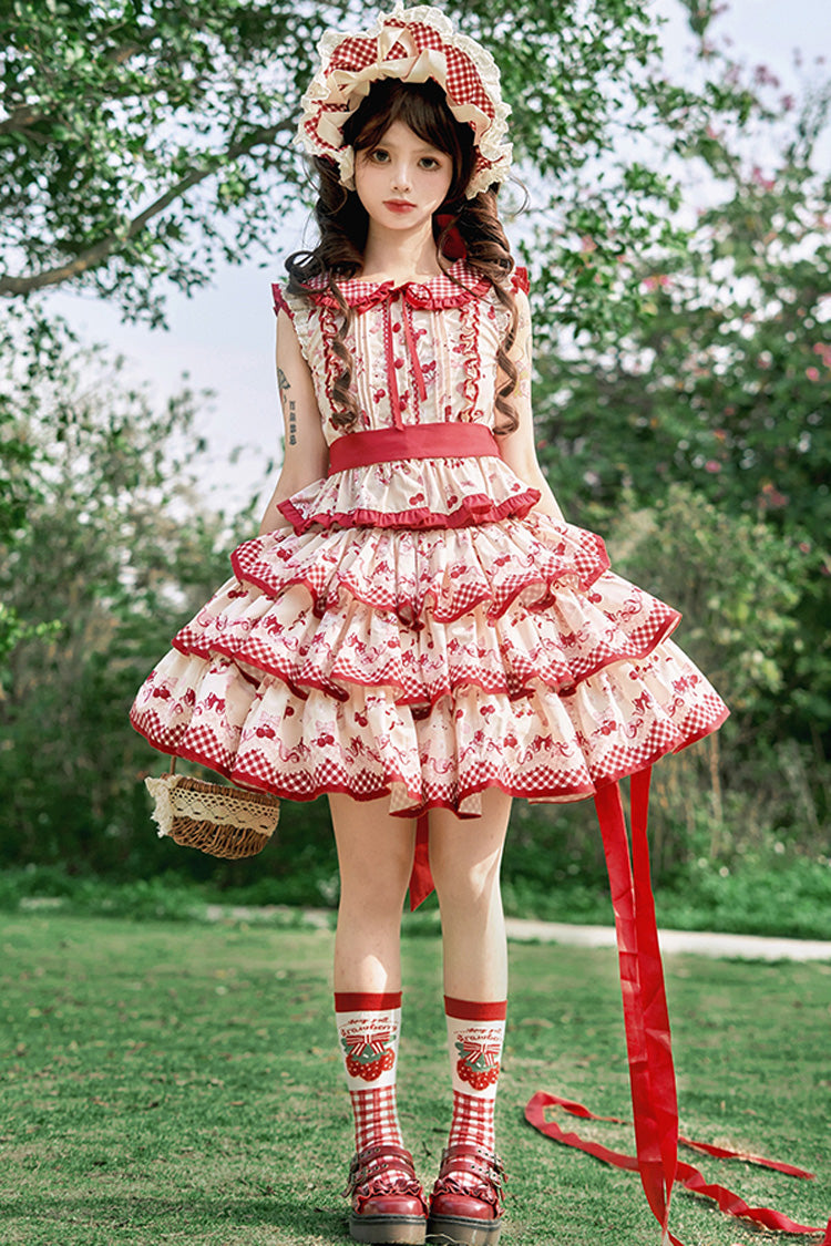 Cherry Print Ruffle Skirt Set