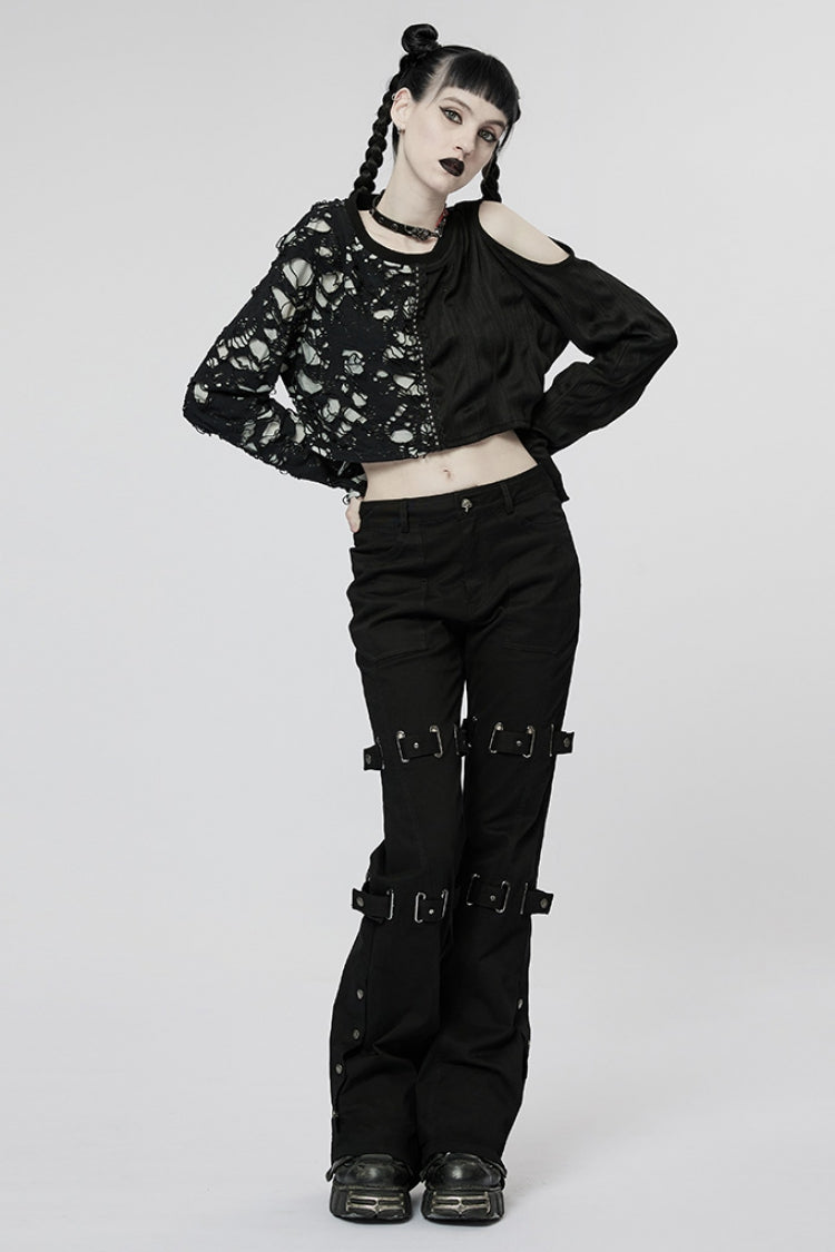 Umbra Buckle Strap Steampunk Flared Trousers for Women