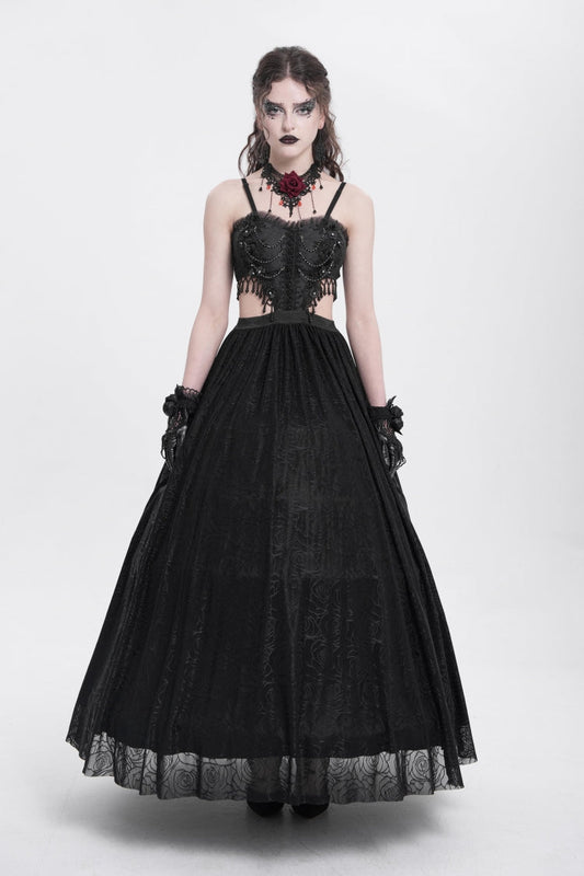 Jacquard Floral Lace Gothic Party Slip Dress