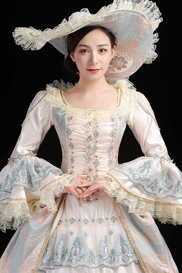 Trumpet Sleeve High-Waist Multi-Layer Hollow Embroidery Victorian Prom Dress