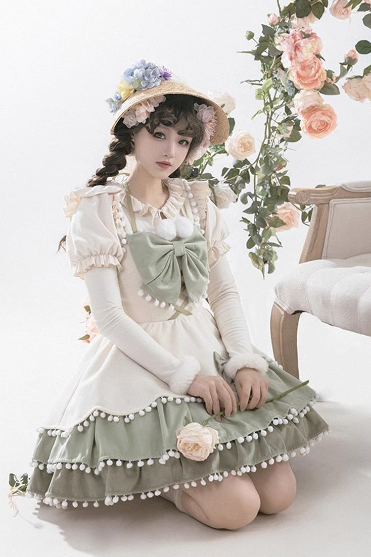 Autumn Winter Multi-Layer Ruffle JSK Dress with Bow