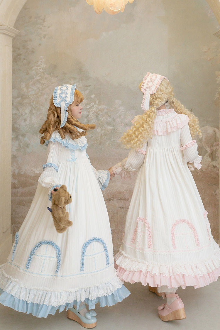 Twin Lilian Round Collar Long Sleeve Double Ruffle Bow Corset Sweet Lolita Dress
