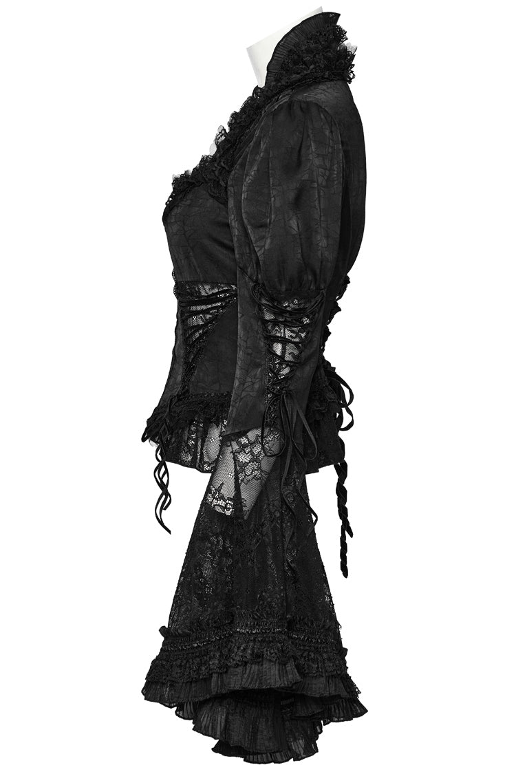 Gothic Adjustable Long Puff Sleeve Fitted Blouse for Women
