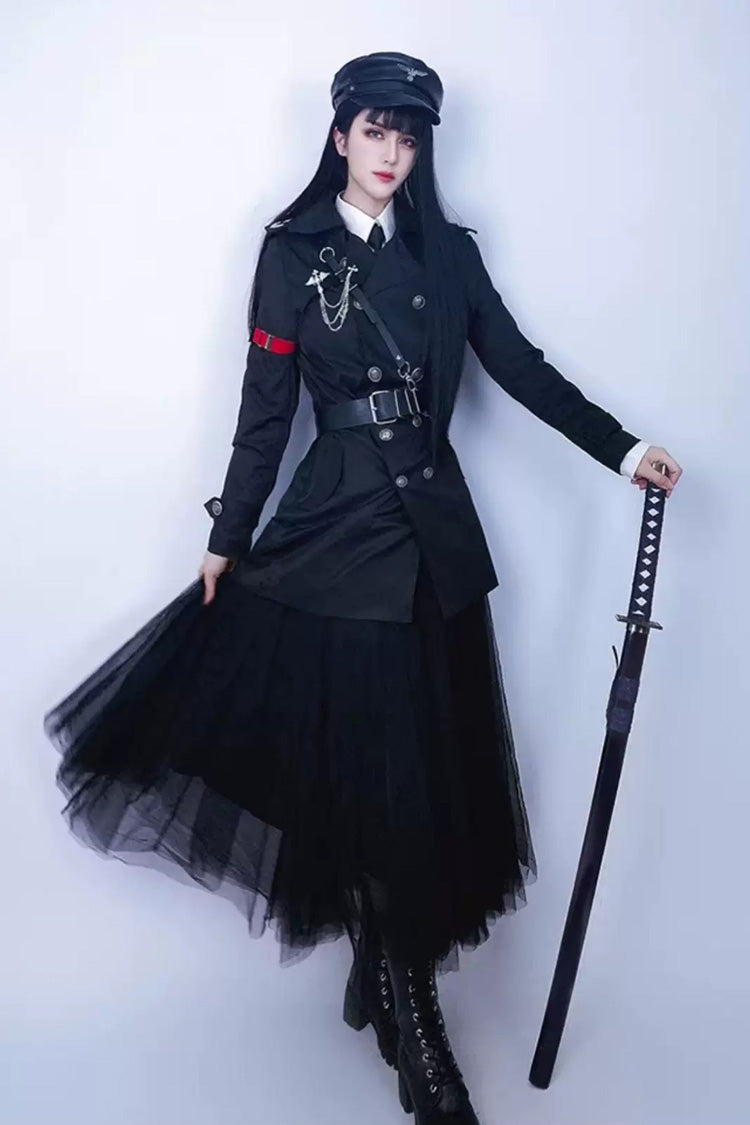 Elegant Gothic Military Long-Sleeve Coat with Ouji Style