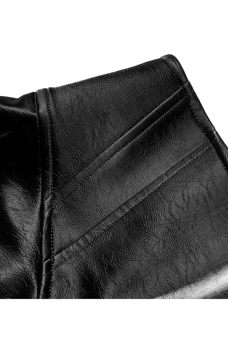 Gothic Glossy Leather Waist Seal Square Hem High Waist Skirt