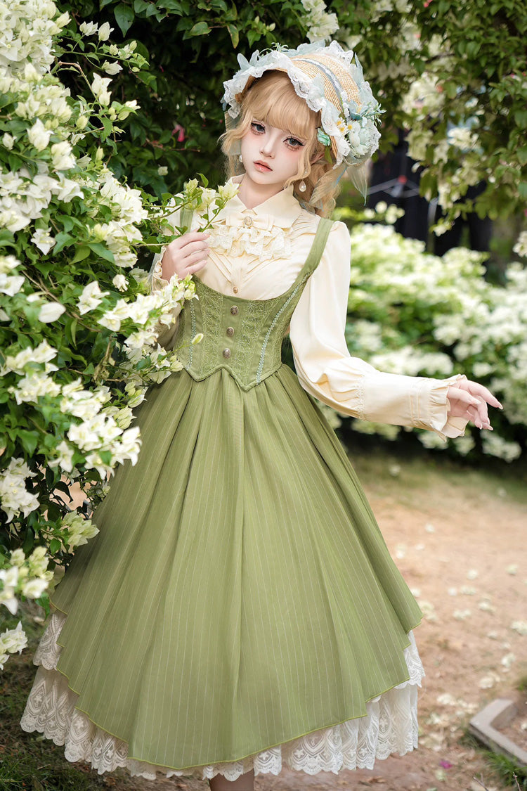 Dreamlike Realm Sleeveless Printed Ruffled Embroidered Corset Elegant Sweet Lolita JSK Dress