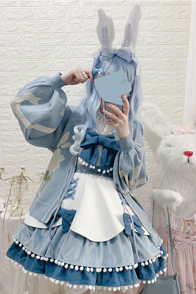 Bow-Trimmed Woolen Sweet JSK Dress with Confession Print - 5 Shades