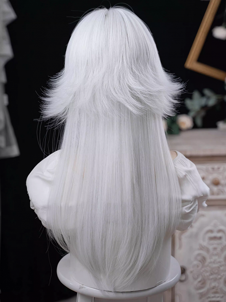With Full Length 64CM Bangs Wig White