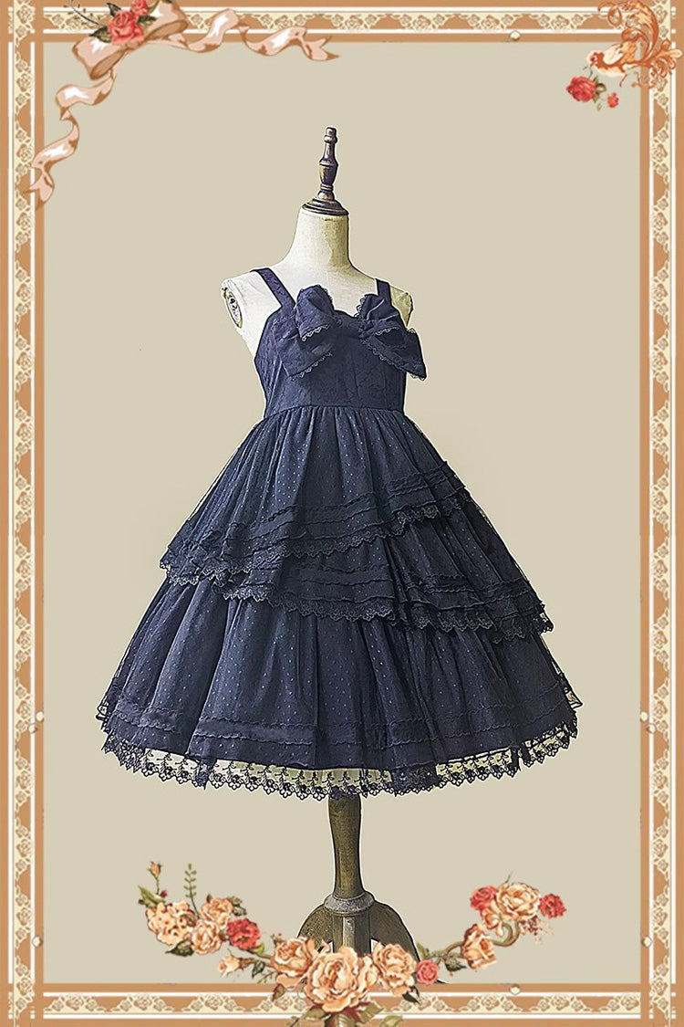 Charcoal Bowknot Sleeveless Ruffled Lolita Dress - Solid Tower of Dawn