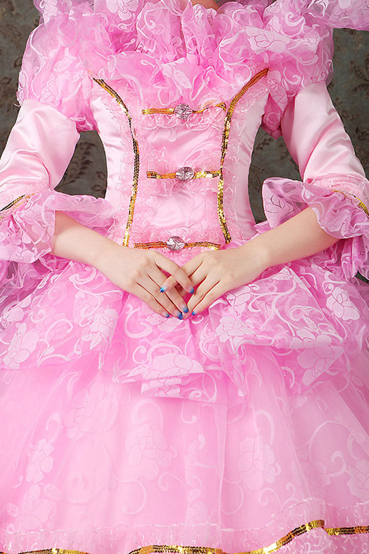 Victorian Floral Embroidered Dress with Diamond Buttons - Altfashion Shop