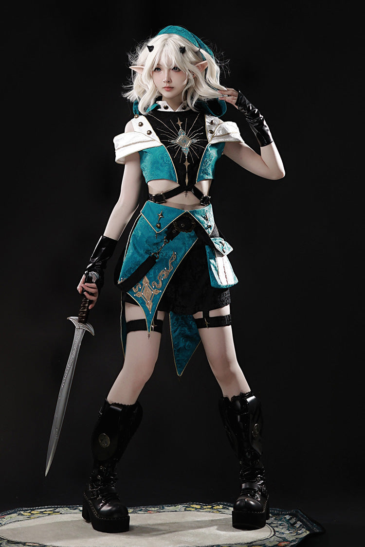 Traveler's Outfit Hooded Embroidery Ouji Set - Handsome Lolita