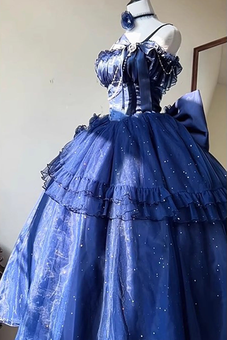 Blue Off-Shoulder Sweet Elegant Princess Lolita Dress with Bow