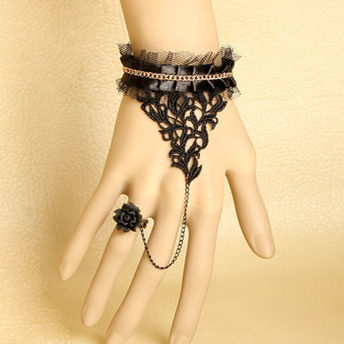 Elegant Rose Lace Gothic Ring Bracelet