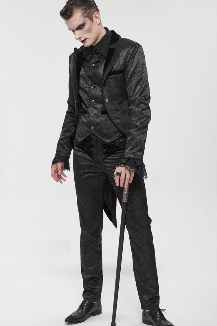 Gothic Bright Print Swallowtail Embellished Men's Coat