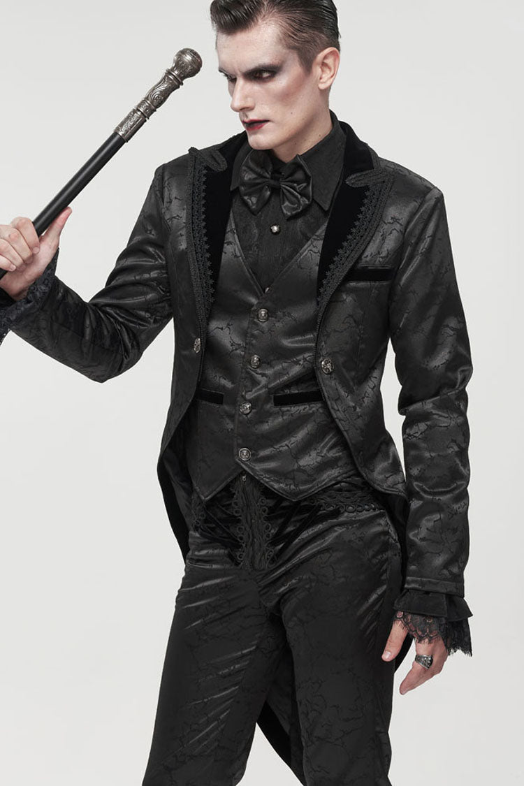 Gothic Bright Print Swallowtail Embellished Men's Coat