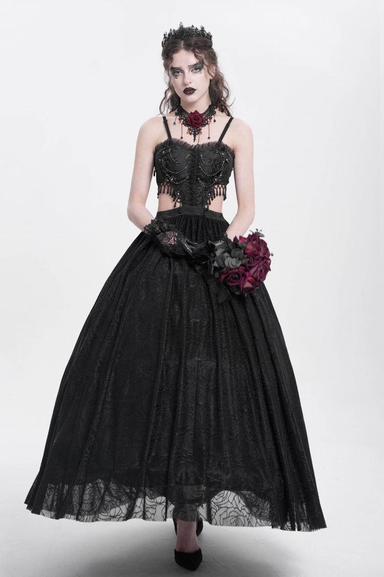Jacquard Floral Lace Gothic Party Slip Dress