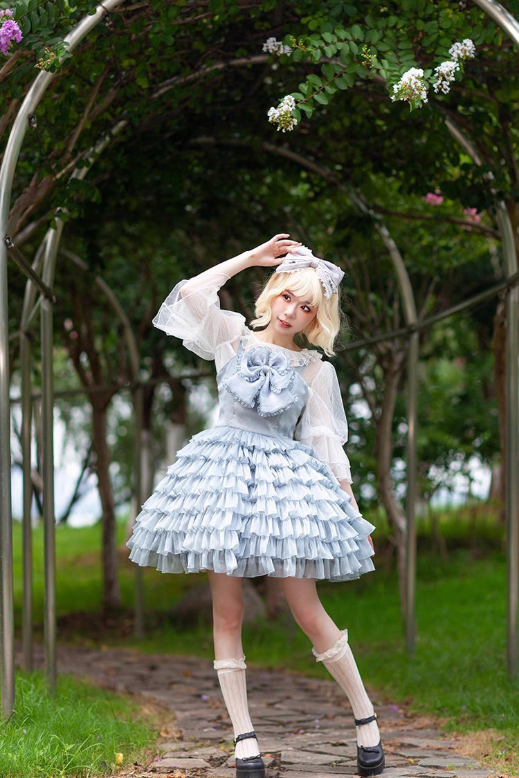 Plaid Print Ruffled Bow Sweet Tiered Dress - 3 Variants