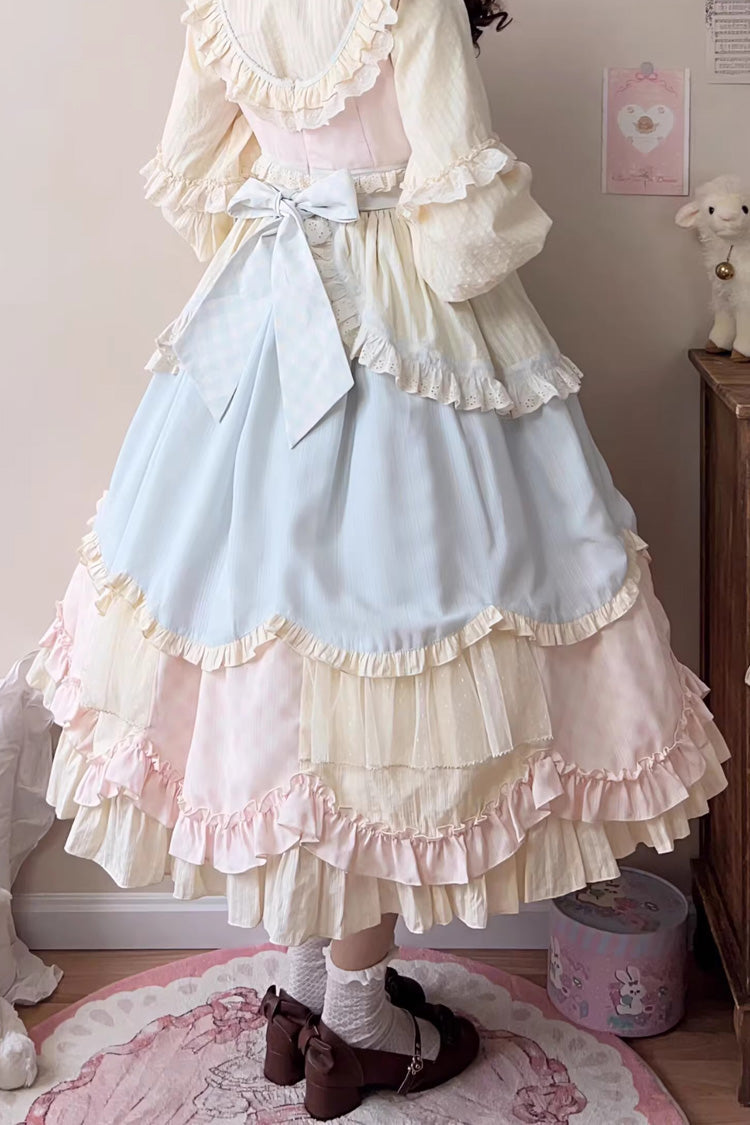 Sweet Lolita JSK Dress with Layered Ruffles and Bow