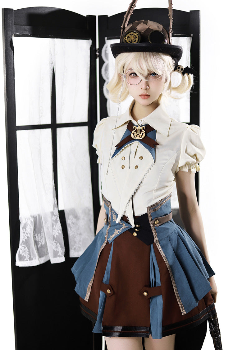 Fairy Town Train Conductor British Academic Embroidered Punk Lolita Skirt Set