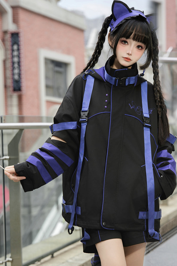 Long-Sleeve Cat Ears Hooded Jirai Kei Handsome Coat