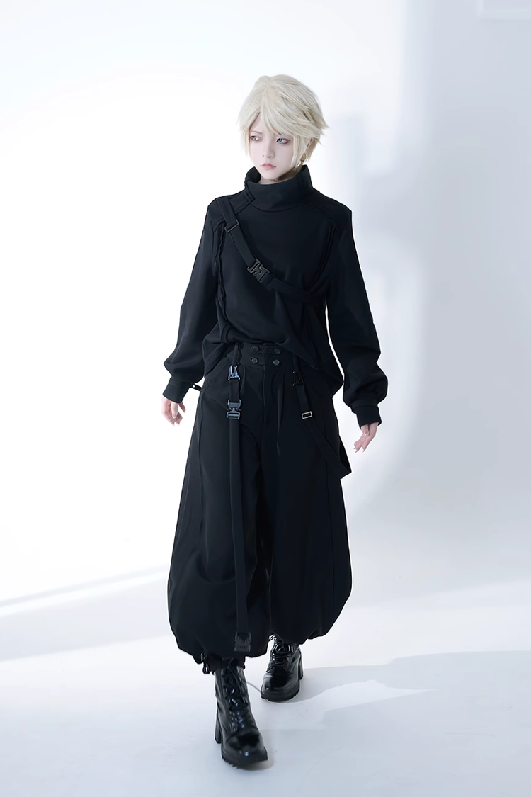 Handsome Rabbit Motif Ouji Lolita Outfit in Black