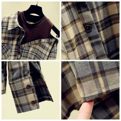 Plaid Shirt Button Front Tulle Skirt