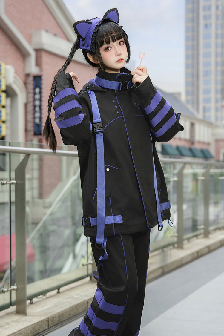 Long-Sleeve Cat Ears Hooded Jirai Kei Handsome Coat