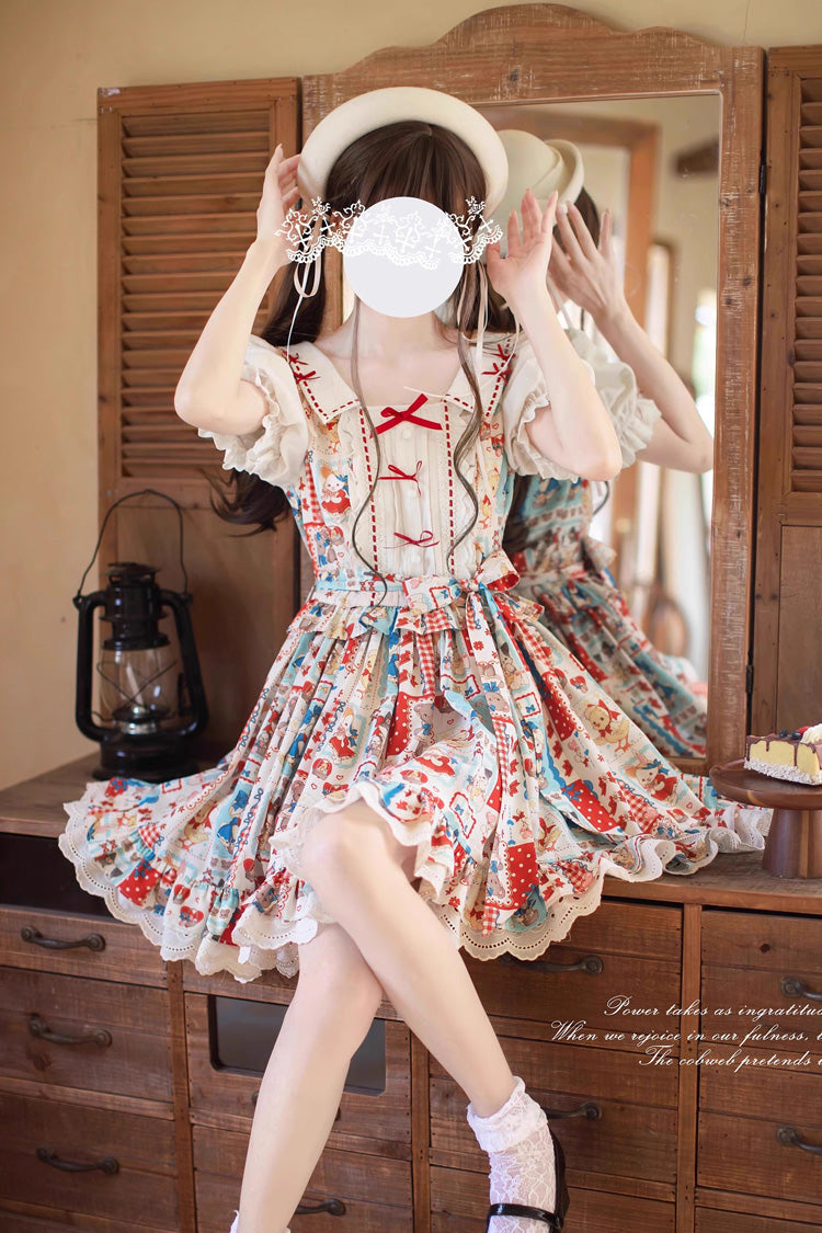Vintage Lolita Dress with Lace and Bow Accents