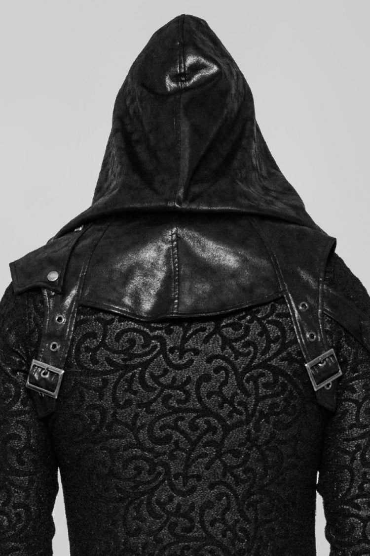 Hooded Steampunk Cape with Lace-Up and Metal Buckle