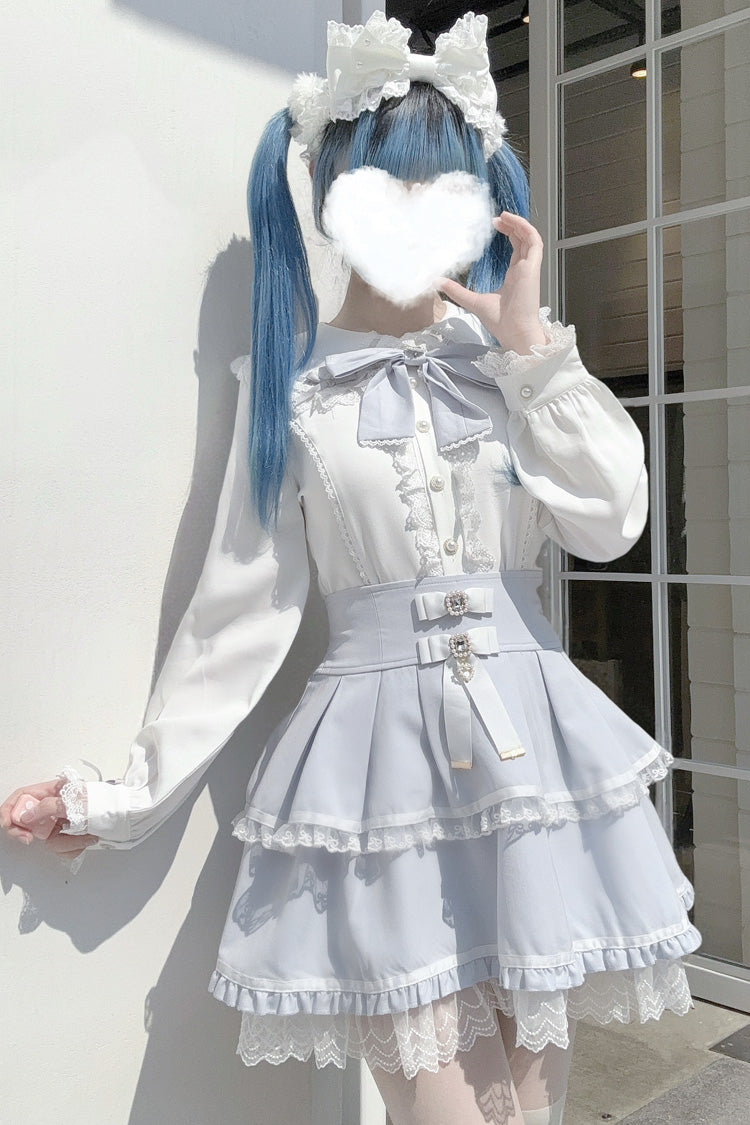 Rabbit Ear Long Sleeve Bow Lace Sweet Jirai Kei Blouse