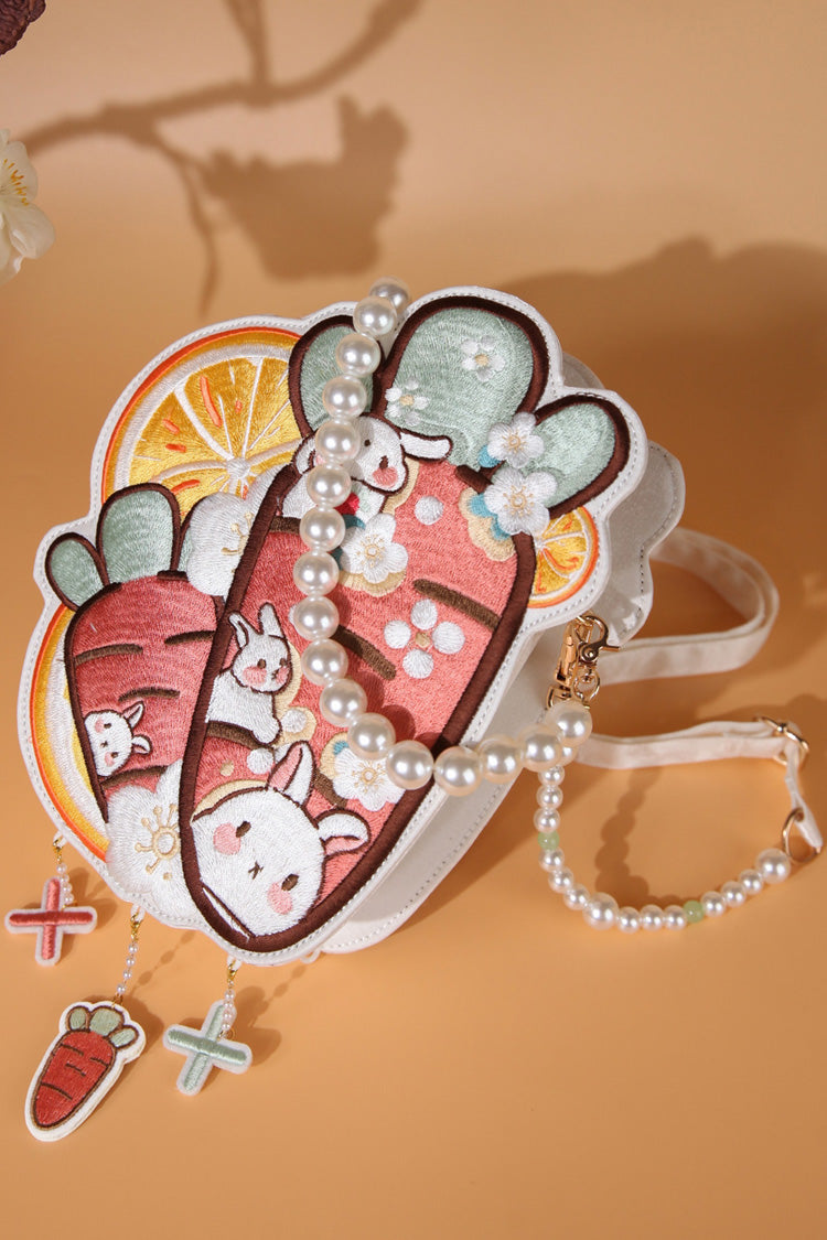 Multi-Color Bunny Carrot Lemon Crossbody Bag