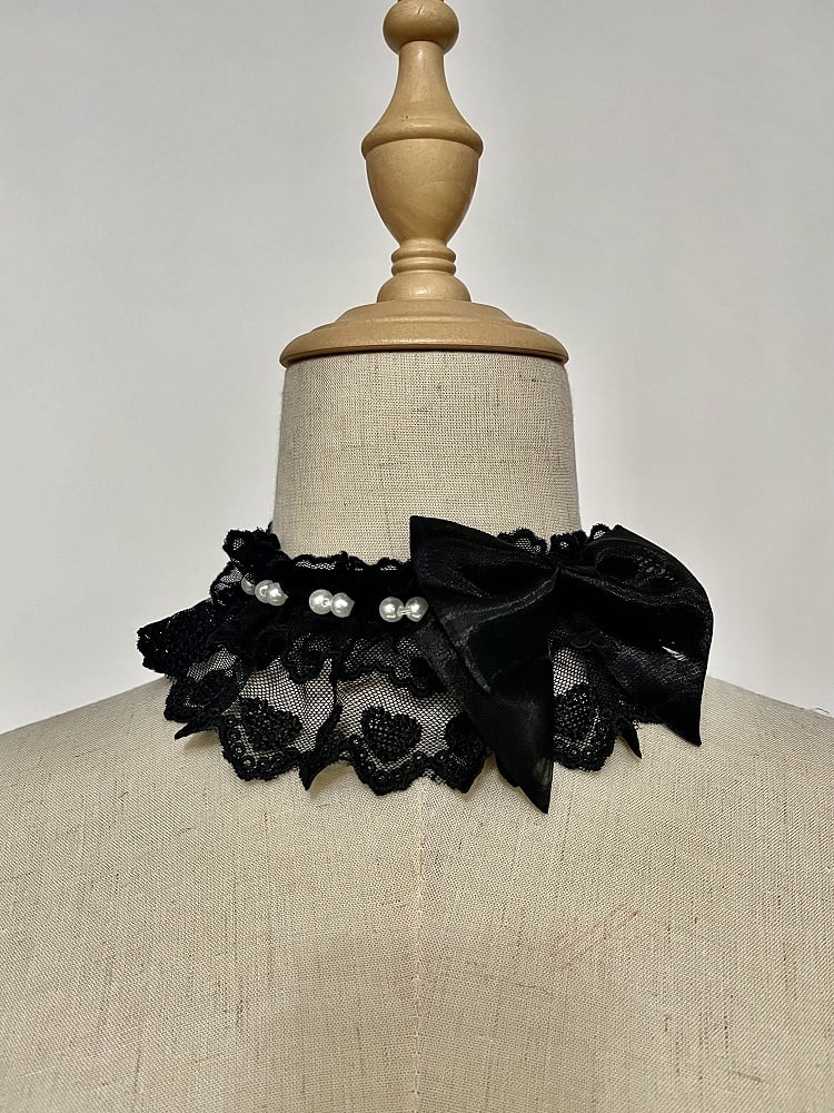 Details Black / Bead Pink Bow Choker and