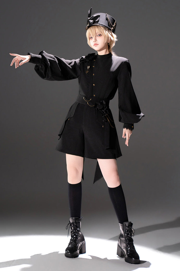 Noir Round Collar Long Sleeve Asymmetric Vintage Knight Prince Set - Will of the Rose